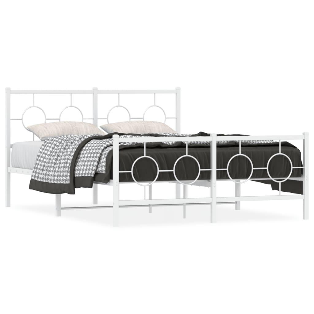 Sengeramme Med Sengegavl Og Fodgærde Metal - Hvid / med hovedgærde og fodgærde / 135 x 190 cm