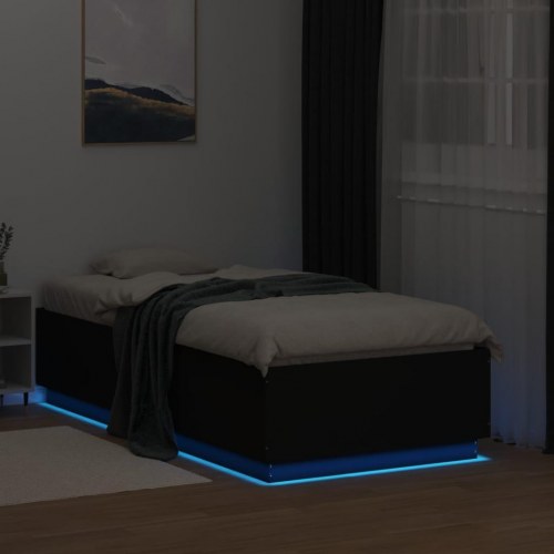 Sengeramme med LED-lys 90 x 190 cm - sort