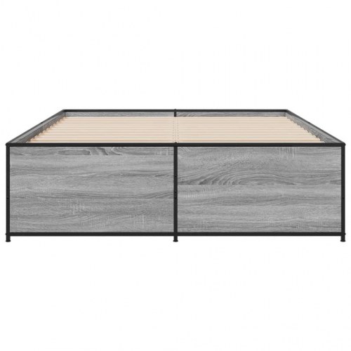 Sengestel 120 x 200 cm i konstrueret træ og metal - grå sonoma-eg