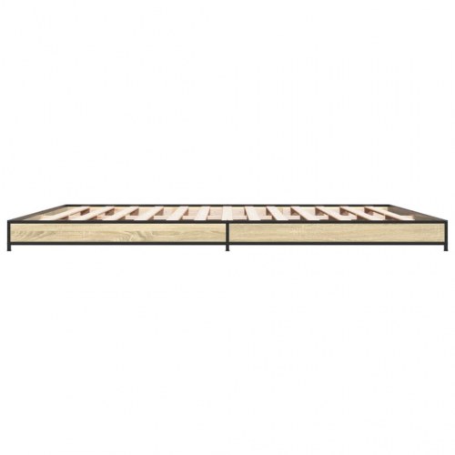 Sengestel 200x200 cm konstrueret træ og metal sonoma-eg