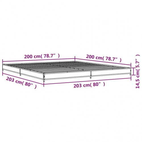 Sengestel 200x200 cm konstrueret træ og metal sonoma-eg