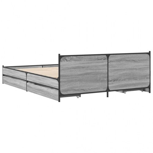 Sengeramme med 4 skuffer 135 x 190 cm - grå sonoma-eg