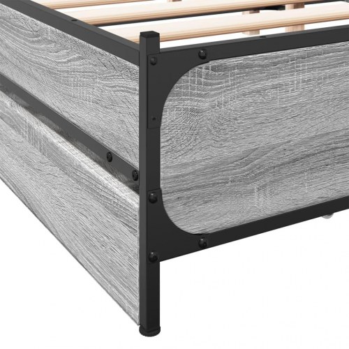 Sengeramme med 4 skuffer 135 x 190 cm - grå sonoma-eg