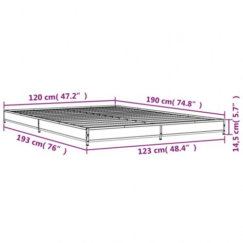 Sengestel 120x190 cm konstrueret træ og metal sonoma-eg
