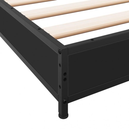 Sengeramme 100x200 cm konstrueret træ og metal sort