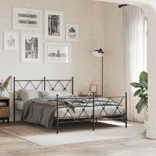 Sengegavl 140 cm metal sort