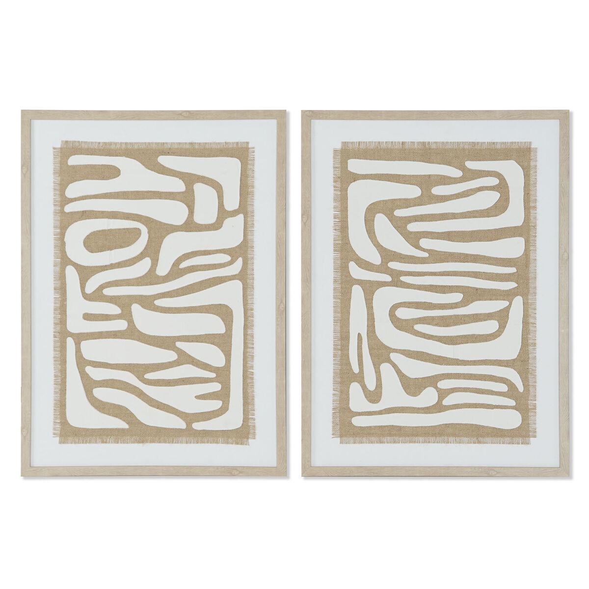Maleri Home Esprit Hvid Beige Abstrakt Skandinavisk 52 7 X 2 5 X 72 5 Cm 2 Enheder