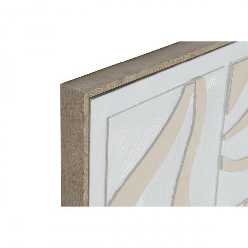 Vægkunst på lærred, abstrakt 3D-design, 83 × 4,5 × 83 cm, hvid/beige