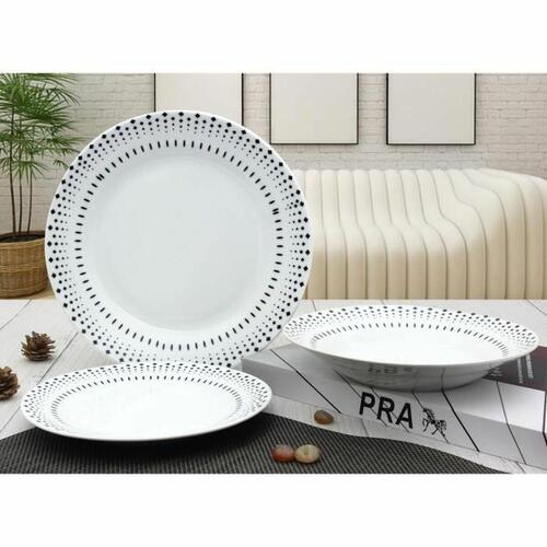 Spisestel Rice grain Hvid Sort Porcelæn 18 Dele