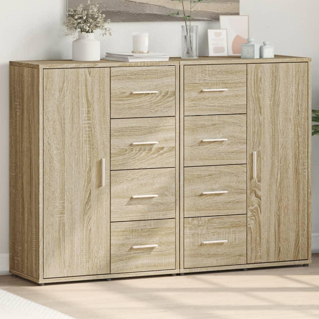 Kommoder 2 stk. 60x31x84 cm konstrueret træ sonoma-eg