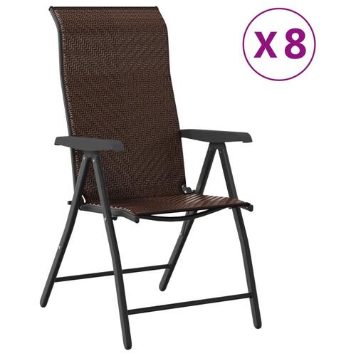 Havestole 8 stk. foldbar polyrattan brun