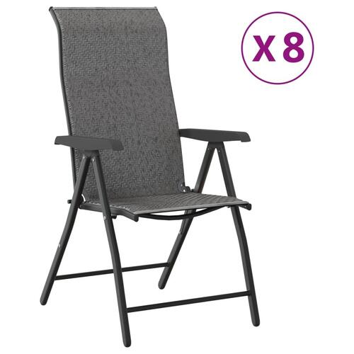 Havestole 8 stk. foldbar polyrattan grå