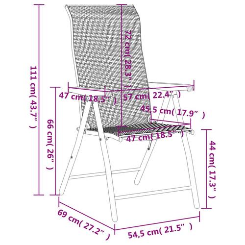 Havestole 8 stk. foldbar polyrattan grå