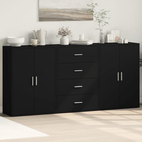 Kommoder 3 stk. 60x31x84 cm konstrueret træ sort