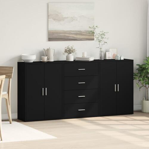Kommoder 3 stk. 60x31x84 cm konstrueret træ sort