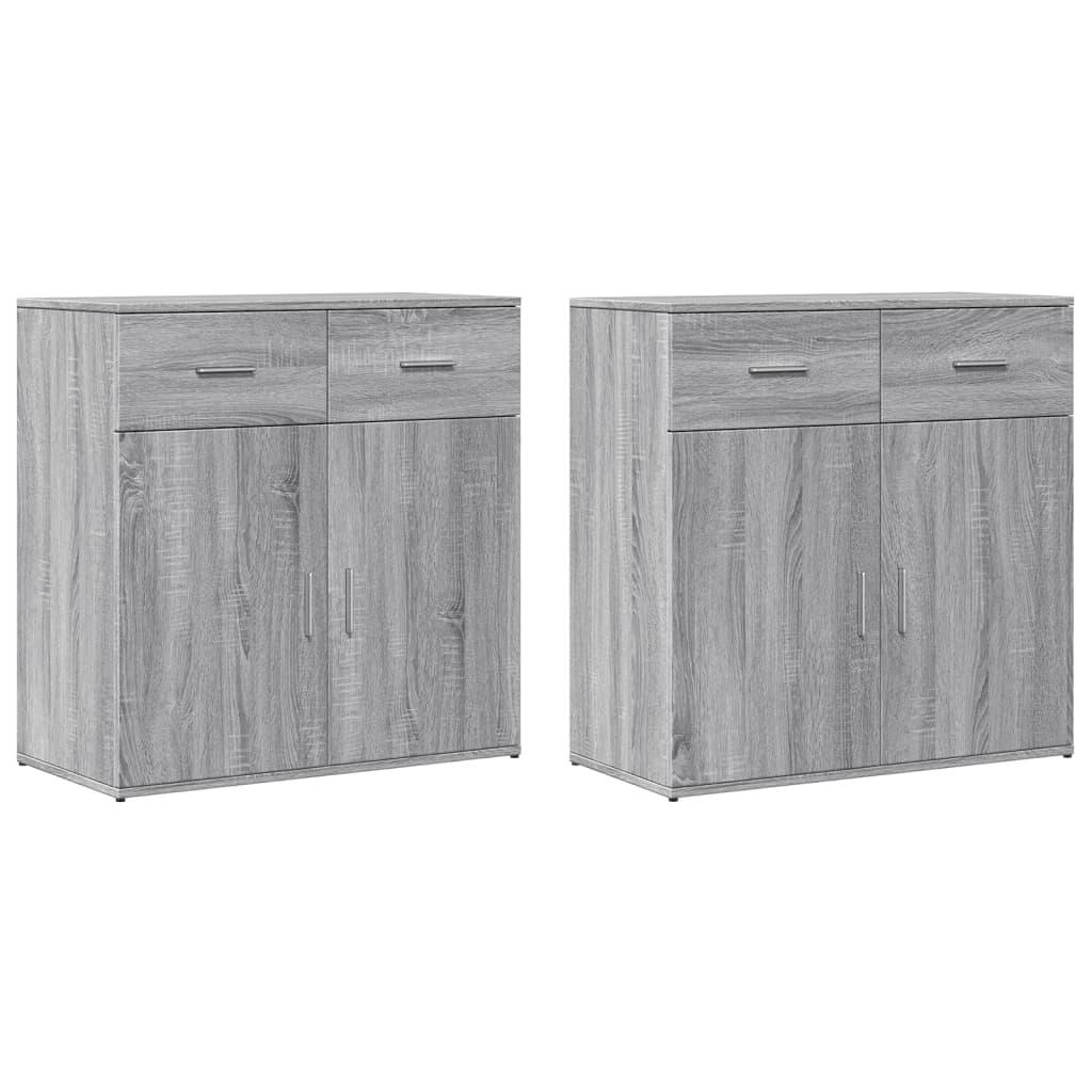Skænke sæt á 2 - 79×38×80 cm i grå sonoma-eg, konstrueret træ