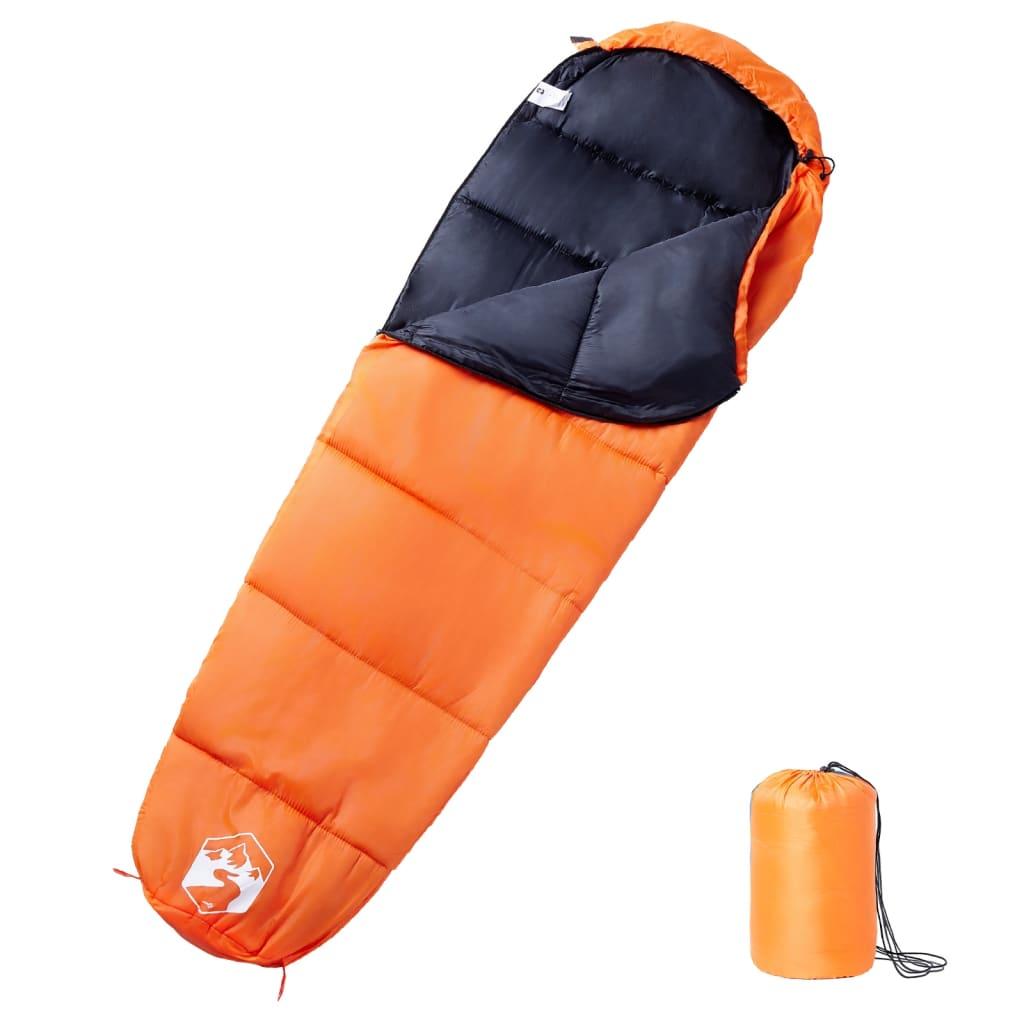Mumieformet sovepose til voksne - 3 årstider, orange/sort