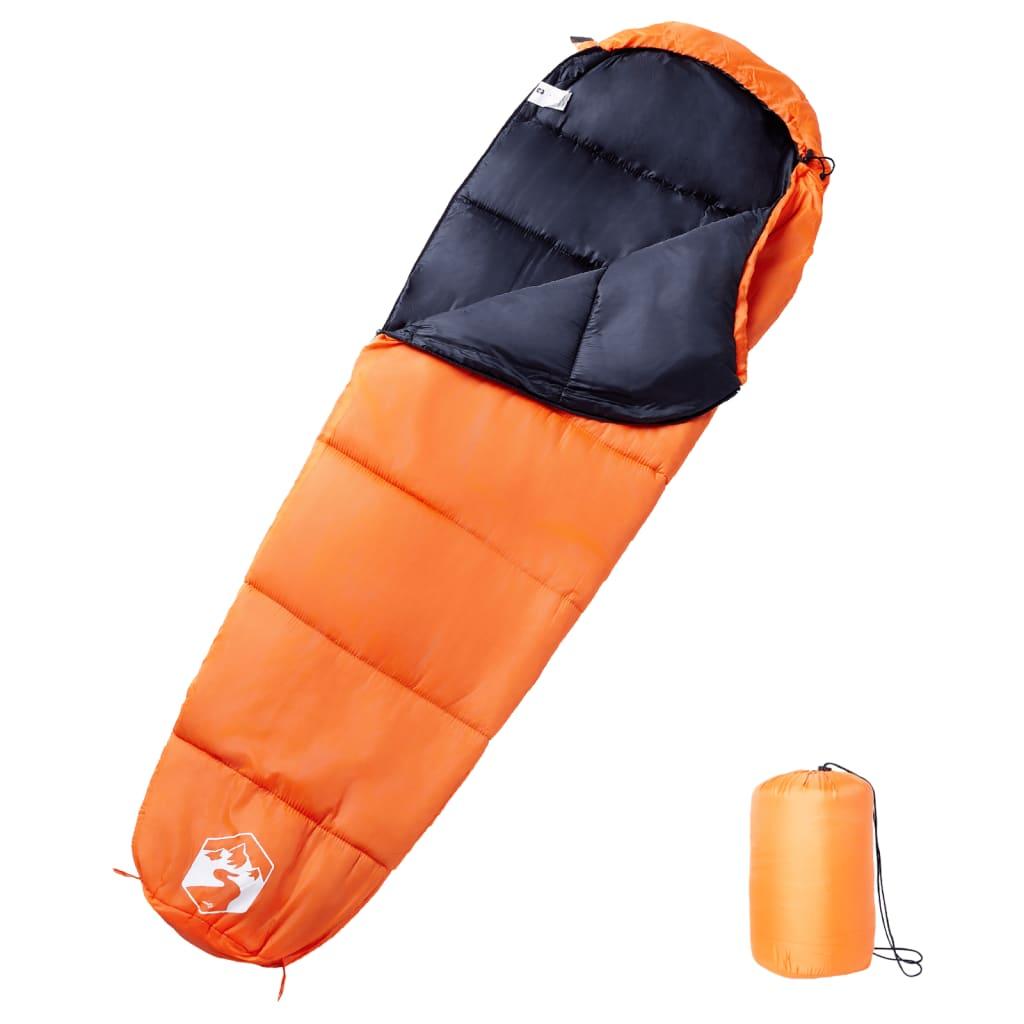 Mumieformet sovepose til voksne - 3 årstider, orange/sort