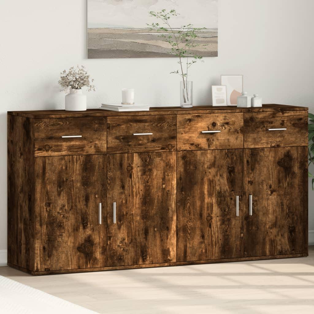 Skænke 2 stk. 79×38×80 cm i konstrueret træ - røget egetræsfarve