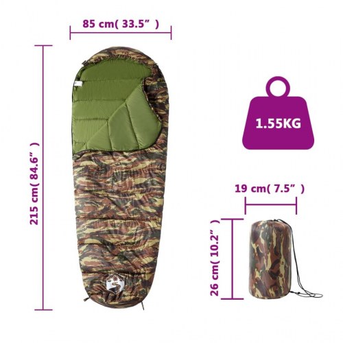 Mumiesovepose til voksne 3-sæson - camouflage