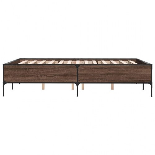 Sengeramme 120 x 200 cm i konstrueret træ og metal - brun egetræ