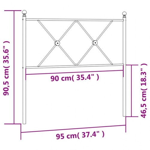Sengegavl i stål 90 cm - sort