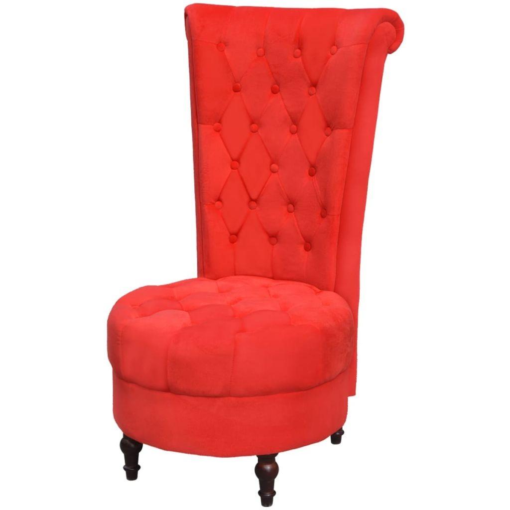 Lænestol med høj ryg stof rød
