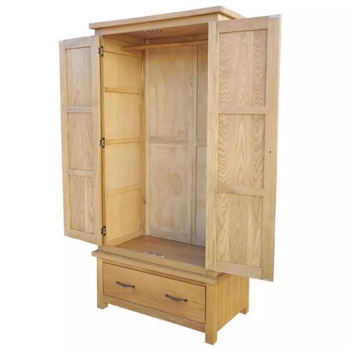 Klædeskab med 1 skuffe 90x52x183 cm massivt egetræ