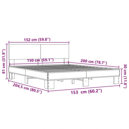 Sengestel 150x200 cm konstrueret træ og metal sonoma-eg