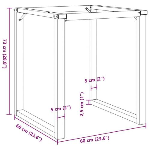 Bordben til spisebord 60x60x73 cm O-stel stål