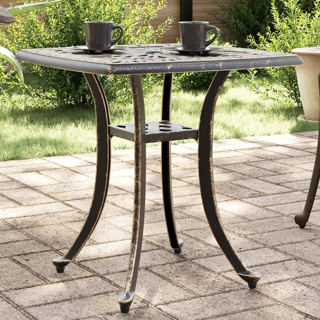 Havebord 53x53x53 cm støbt aluminium bronzefarvet