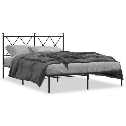 Sengeramme med sengegavl 135 x 190 cm - sort