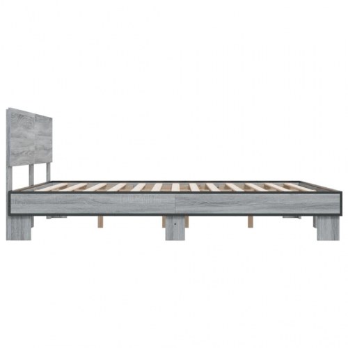 Sengestel 200x200 cm konstrueret træ og metal grå sonoma-eg