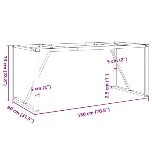 Bordben til spisebord 180x80x73 cm O-stel stål