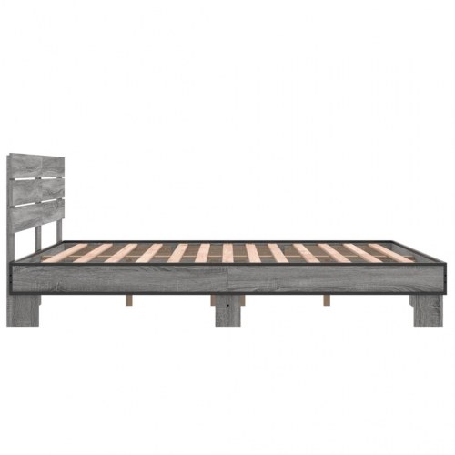 Sengestel 160x200 cm konstrueret træ og metal grå sonoma-eg