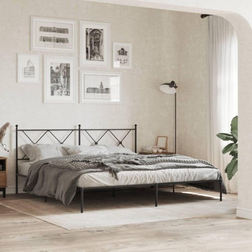 Sengeramme med sengegavl 183 x 213 cm - sort