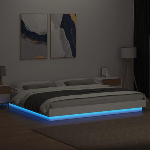 Sengeramme med LED-lys 200 x 200 cm - hvid