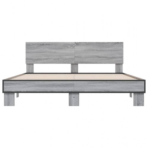 Sengestel 150 x 200 cm i konstrueret træ og metal - grå sonoma-eg