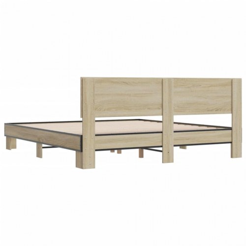 Sengestel 180x200 cm konstrueret træ og metal sonoma-eg