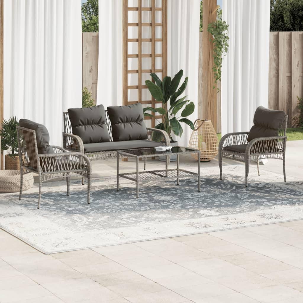 Sofasæt Til Haven 4 Dele Med Hynder Polyrattan Brun - grå og mørkegrå