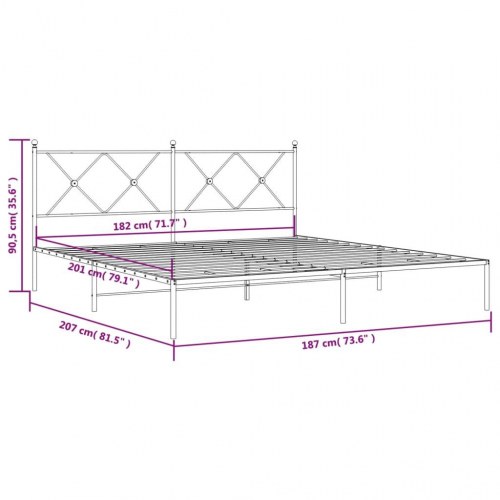 Sengeramme med sengegavl 180x200 cm metal sort