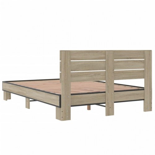 Sengestel 120x190 cm konstrueret træ og metal sonoma-eg