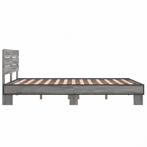 Sengestel 140x190 cm konstrueret træ og metal grå sonoma-eg