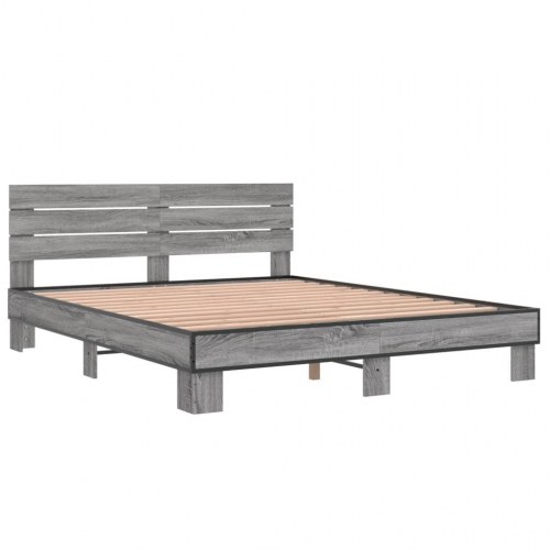 Sengestel med hovedgærde 150 x 200 cm - grå sonoma-eg
