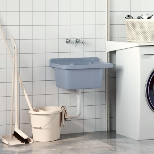 Håndvask 50x35x24 cm væghængt resin grå