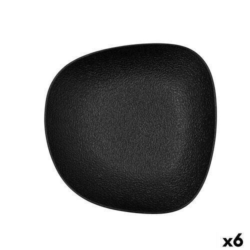 Dyb tallerken Bidasoa Fosil Sort Keramik Firkantet 21,9 x 21,7 x 4,8 cm (6 enheder)