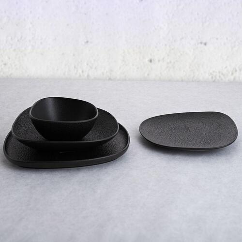 Dyb tallerken Bidasoa Fosil Sort Keramik Firkantet 21,9 x 21,7 x 4,8 cm (6 enheder)