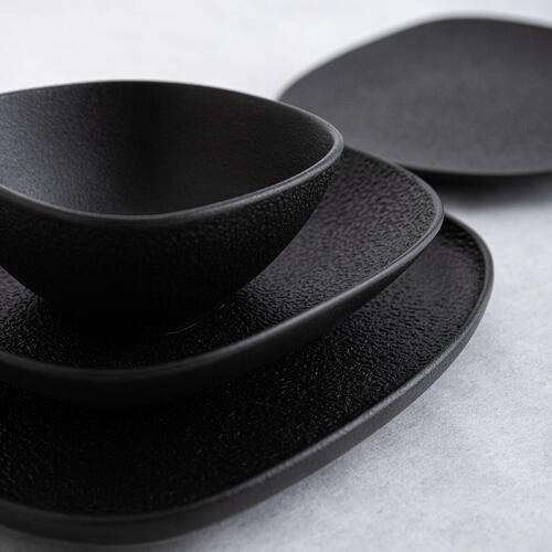 Dyb tallerken Bidasoa Fosil Sort Keramik Firkantet 21,9 x 21,7 x 4,8 cm (6 enheder)
