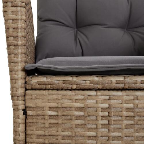 Spisebordssæt til haven 5 dele med hynder polyrattan beige