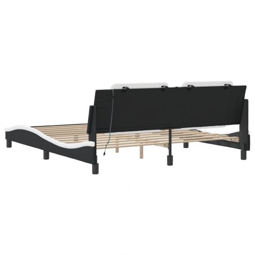 Sengeramme med LED Zadar 180 x 200 cm - sort og hvid
